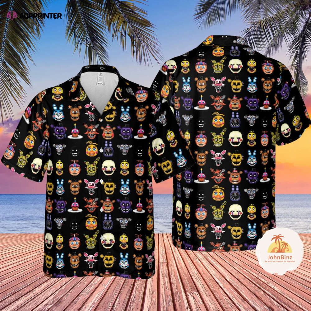 Five Nights at Freddy s Hawaiian Shirt – Horror Game Button Up Movie & Game Inspired Shirt