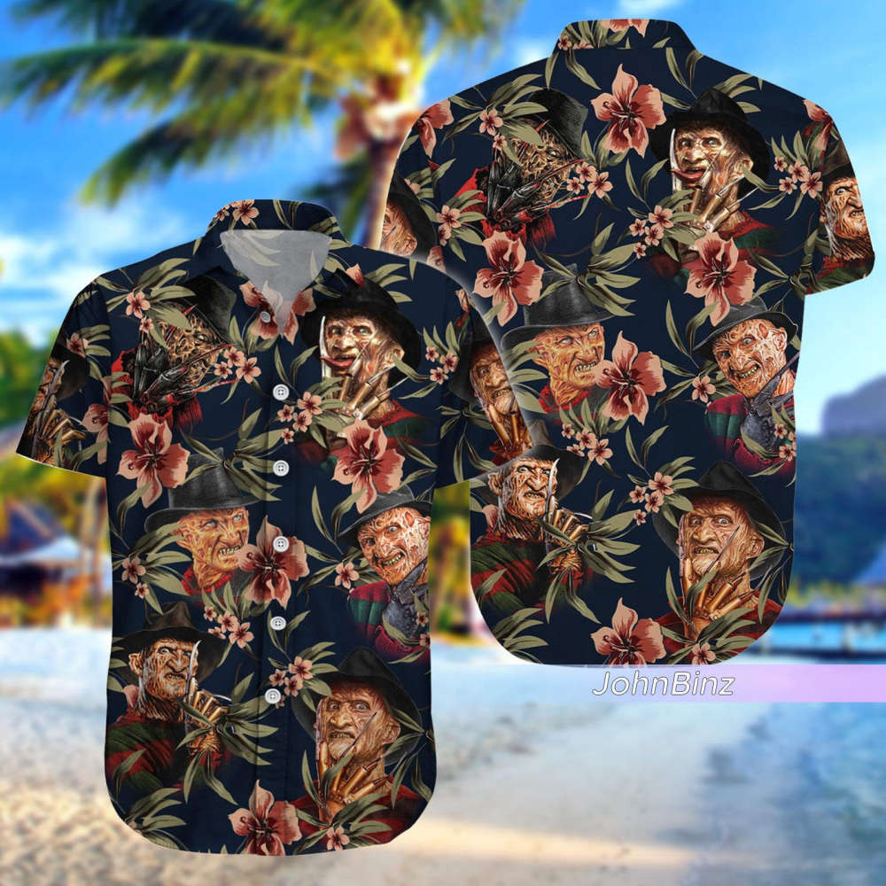 Freddy Krueger Shirt Collection: Hawaiian Button Horror Shorts – Perfect Dad Gifts