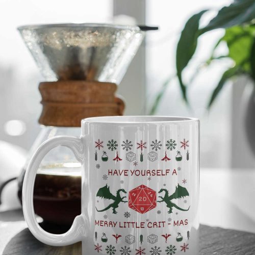 Have Yourself A Merry Little Crit-mas, Dnd Coffee Mug, Dnd Gift, Dnd Cat, Dnd , 11 oz Ceramic Mug Gift