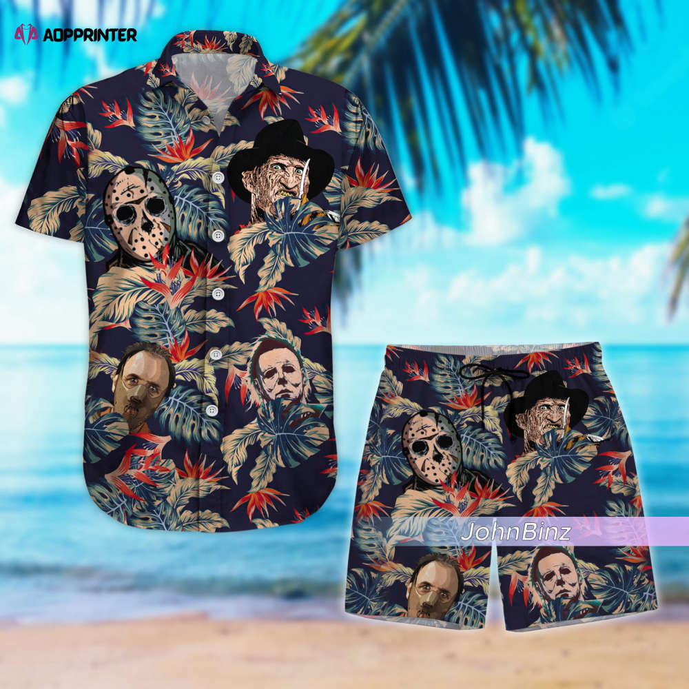 Horrifyingly Stylish: Horror Hawaiian Shirt Button Down & Summer Shorts – Perfect Horror Gifts for Women & Men!