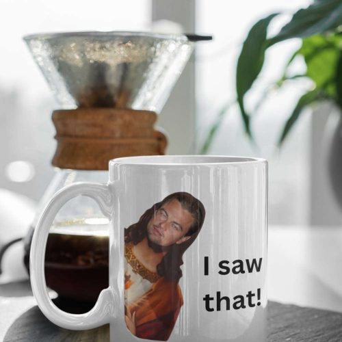 I Saw That Leonardo DiCaprio Jesus Meme, DiCaprio Funny, Titanic Fan Gift, Gift For Her, Gift For Him, 11″ Ceramic Mug Gift