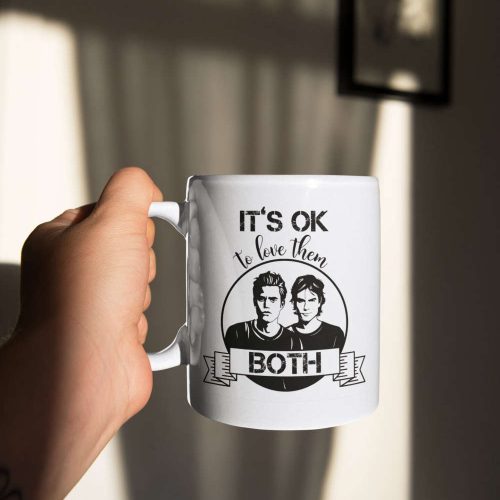 It’s Okay To Love Them Both Salvatore Brothers The Vampire Diaries TVD White 11 oz Ceramic Mug Gift