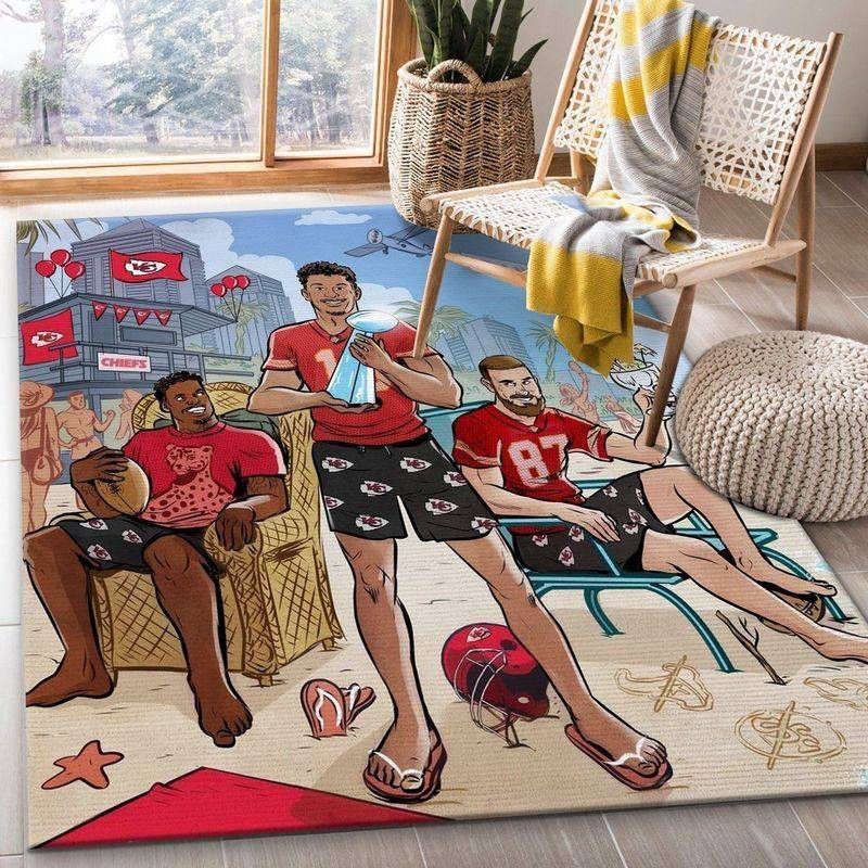 Kansas City Chiefs Party Rug Living Room Floor Decor Fan Gifts