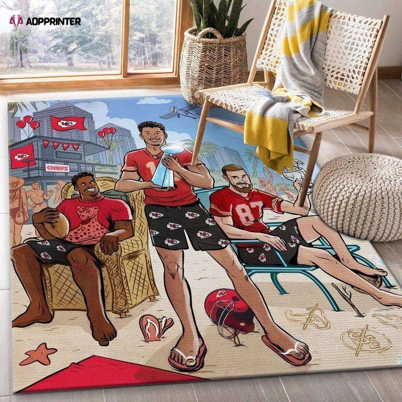 Kansas City Chiefs Party Rug Living Room Floor Decor Fan Gifts