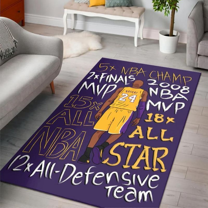 Kobe Bryant 24 Lakers Champion Rug Living Room Floor Decor Fan Gifts