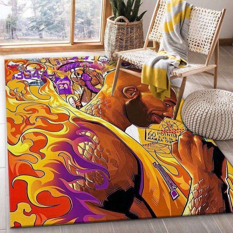 Kobe Bryant Legends Los Angeles Lakers Rug Living Room Floor Decor Fan Gifts