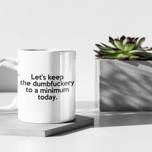 Let’s Keep The Dumbfuckery to a minimum today. Funny Gift 11 oz Ceramic Mug Gift