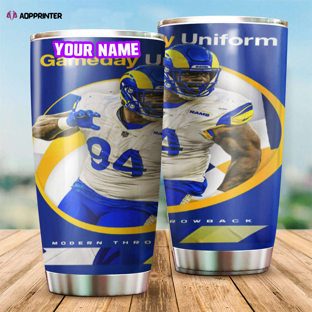 Los Angeles Rams A Shawn Robinson1 Personalized Foldable Stainless Steel Tumbler Cup Keeps Drinks Cold And Hot