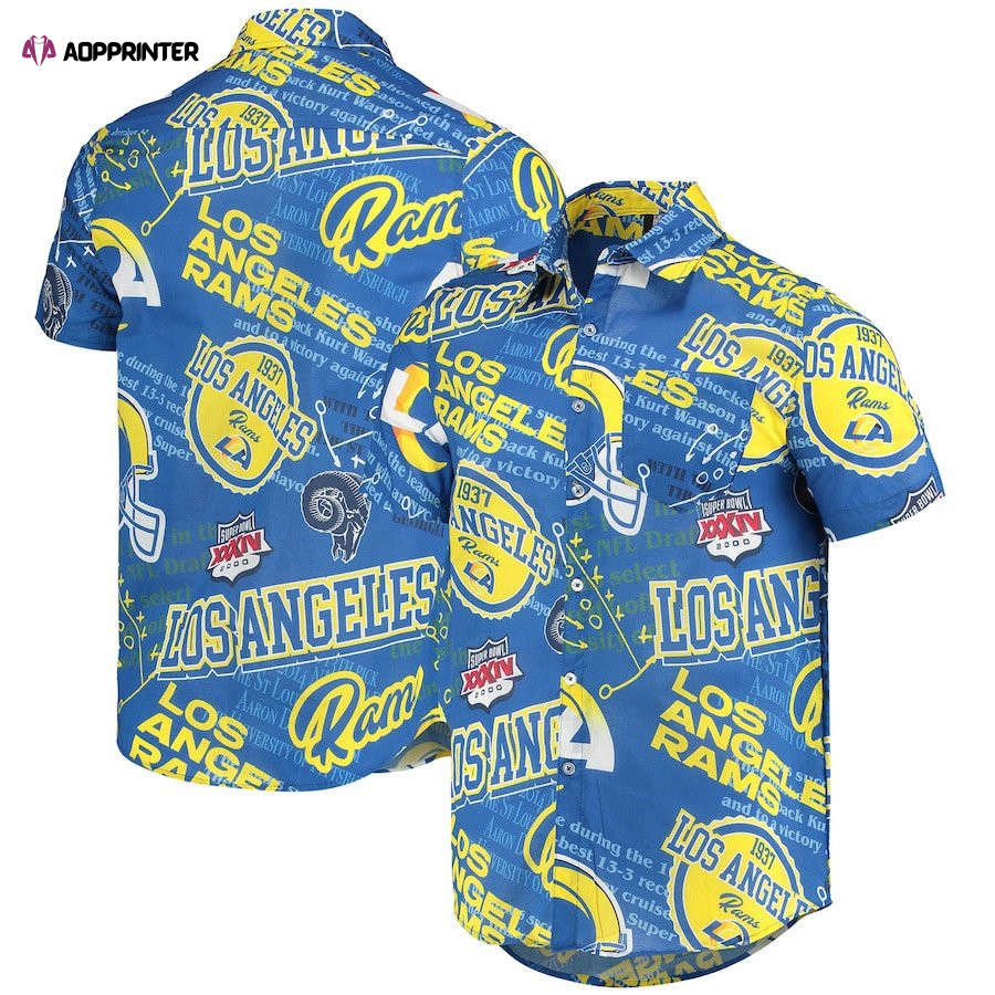 Los Angeles Rams Royal Thematic Button-Up Hawaiian Shirt