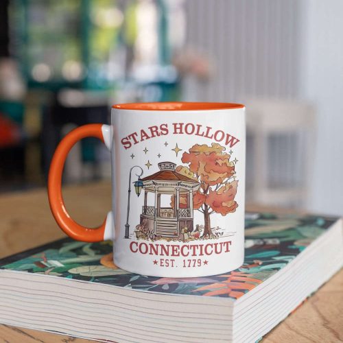 Luke’s Stars Hollow Autumn Connecticut Gilmore Girls EST. 1779 Autumn Mug Gilmore Girls Fan White 11 oz Ceramic Mug Gift