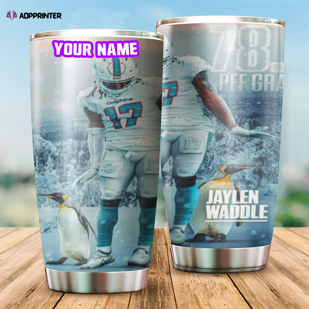 Miami Dolphins Jaylen Waddle1 Personalized Foldable Stainless Steel Tumbler Cup Keeps Drinks Cold And Hot