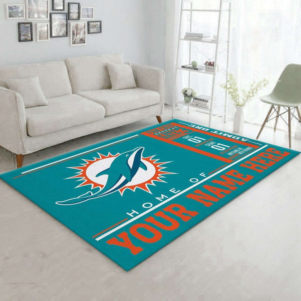 Miami Dolphins Rug Living Room Floor Decor Fan Gifts