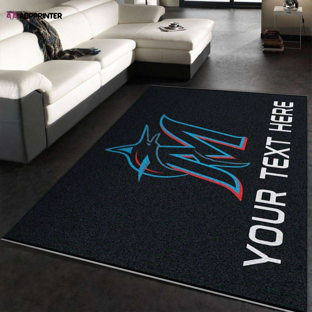 Miami Marlins Rug Living Room Floor Decor Fan Gifts