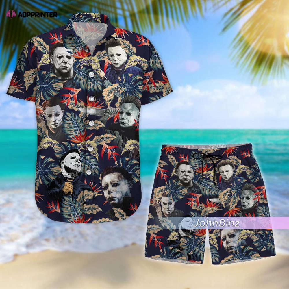 Michael Myers Shirt Collection: Hawaiian Button Horror Swim Shorts & More – Perfect Horror Lover Gifts