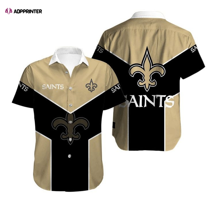 New Orleans Saints Black Golden New Design Hawaiian Shirt