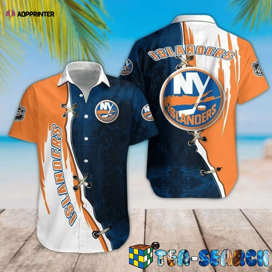 New York Islanders Orange Blue Hawaiian Shirt