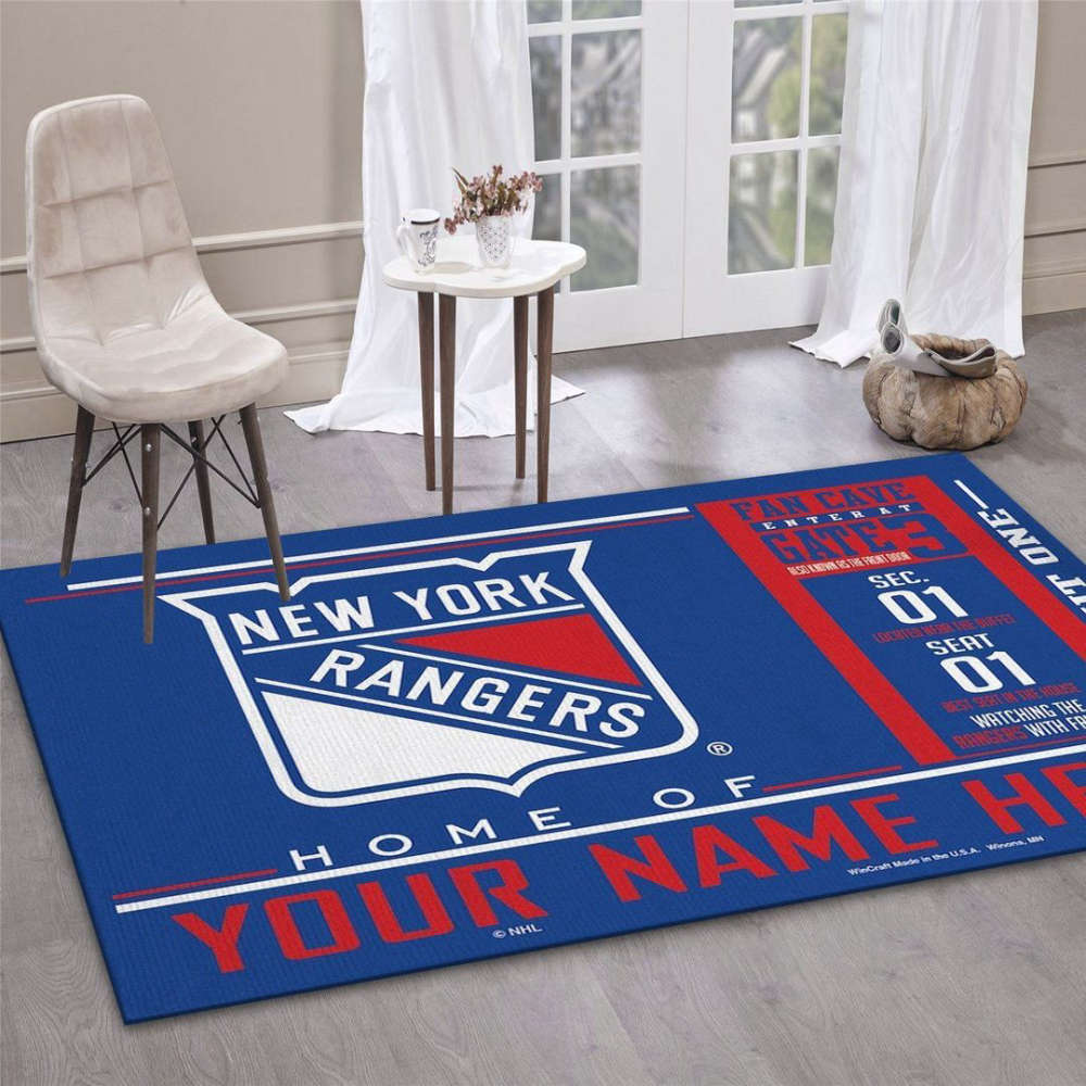 New York Rangers Rug Living Room Floor Decor Fan Gifts