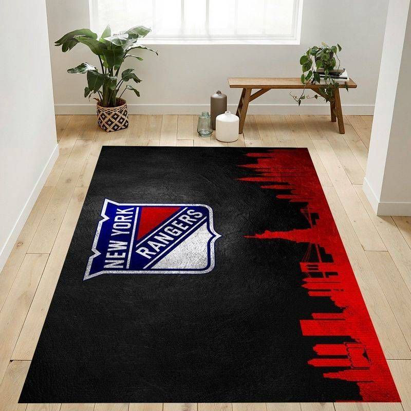 New York Rangers Skyline Rug Living Room Floor Decor Fan Gifts