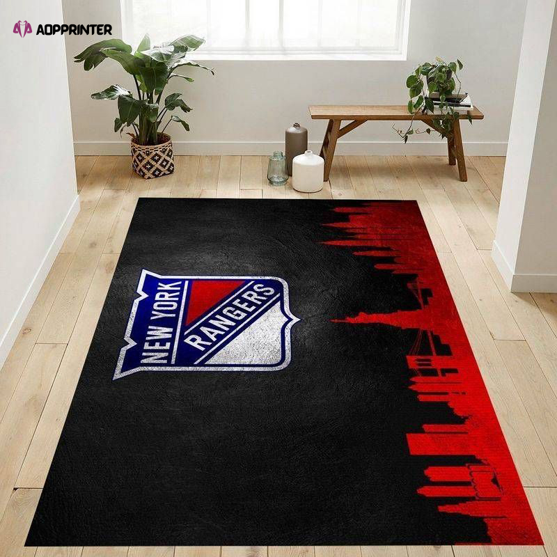 New York Rangers Skyline Rug Living Room Floor Decor Fan Gifts