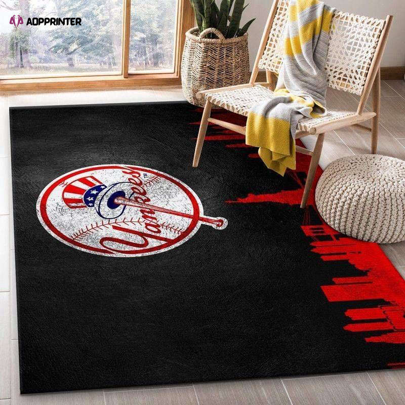 New York Yankees Skyline Rug Living Room Floor Decor Fan Gifts