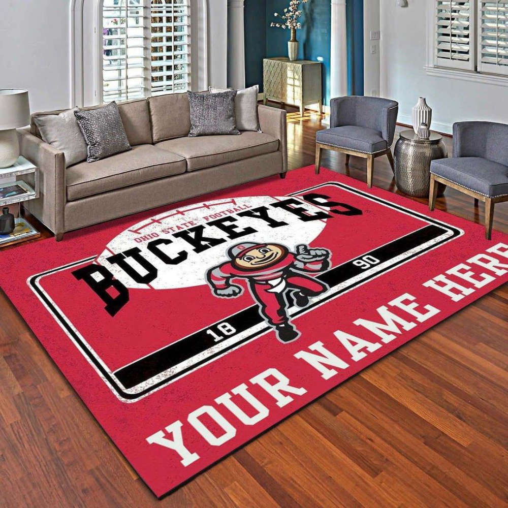 Ohio State Buckeyes Rug Living Room Floor Decor Fan Gifts