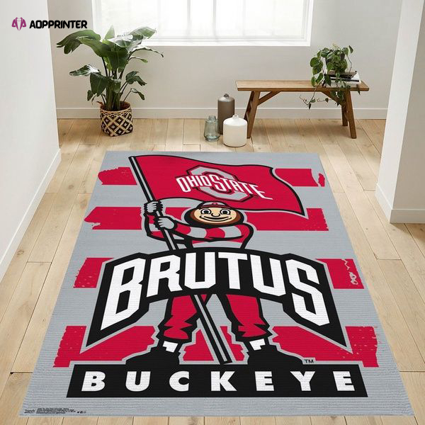 Ohio State Buckeyes Rug Living Room Floor Decor Fan Gifts