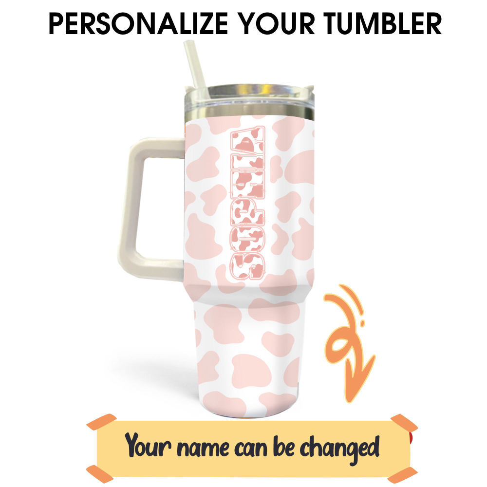 Customizable Cow Print Skinny Tumbler 40oz – Perfect Tumbler Gift for Cow Lovers!