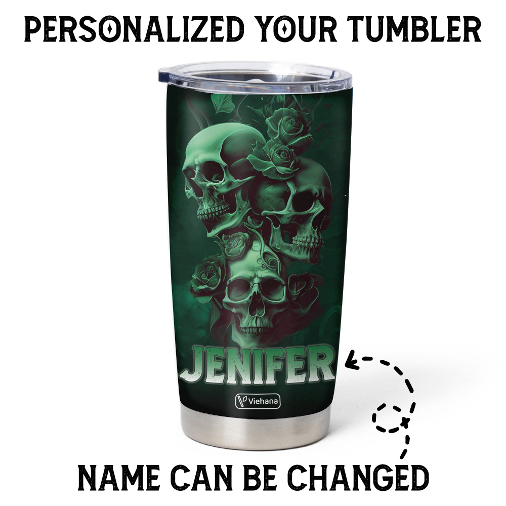 Personalized Sugar Skull Coffee Tumbler – Stylish Mexican Skull Jewelry 40oz 30oz 20oz Tumbler