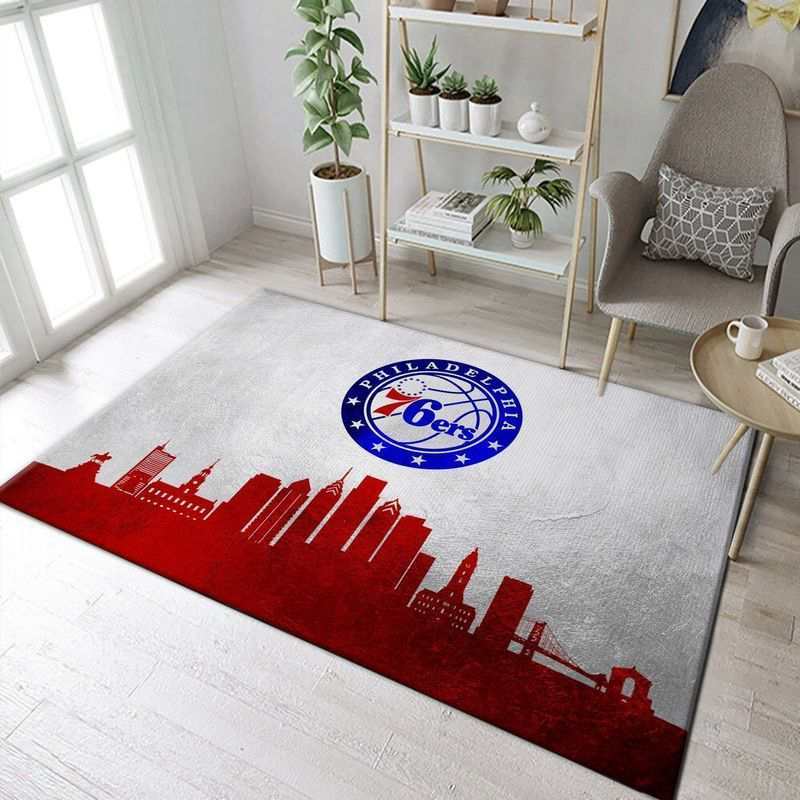 Philadelphia 76ers Skyline Rug Living Room Floor Decor Fan Gifts