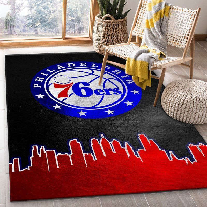 Philadelphia 76ers Skyline Rug Living Room Floor Decor Fan Gifts