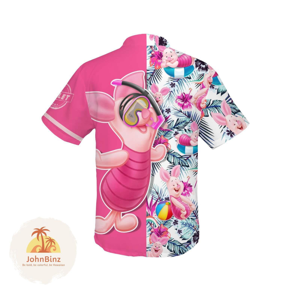 Piglet Button Shirt: Disney Women s Hawaiian & Pooh Short Sleeve Shirt