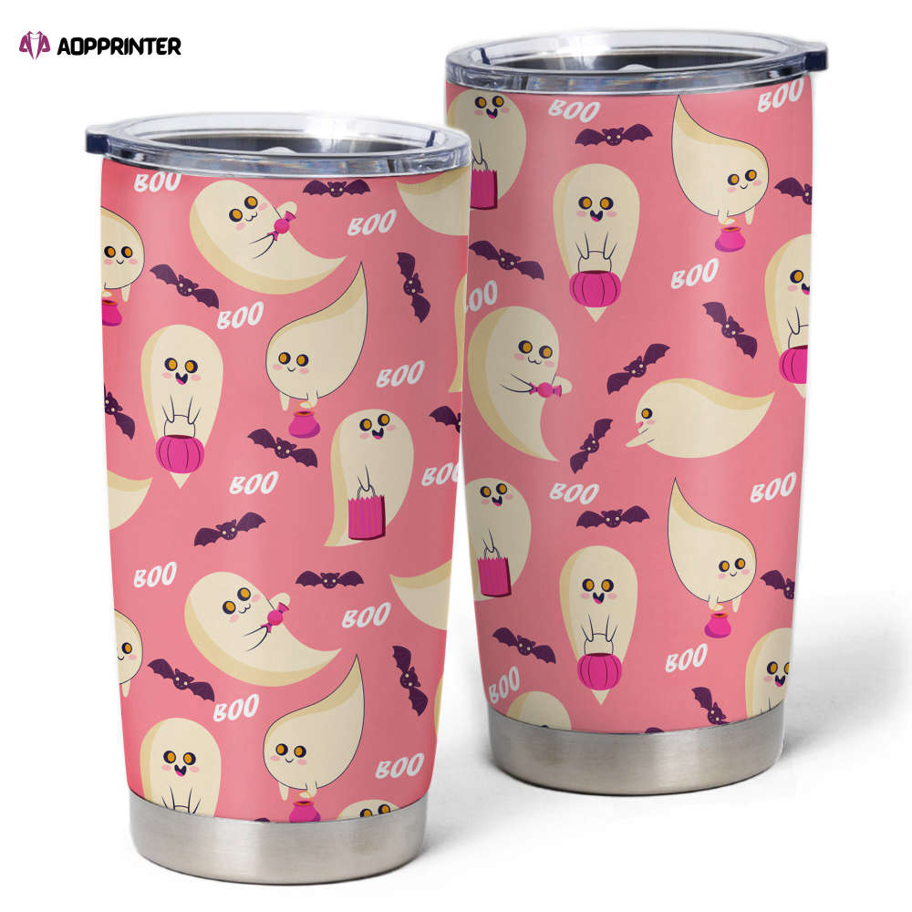Spooky Pink Ghost Tumbler – 20oz Halloween Cups for Home Decor
