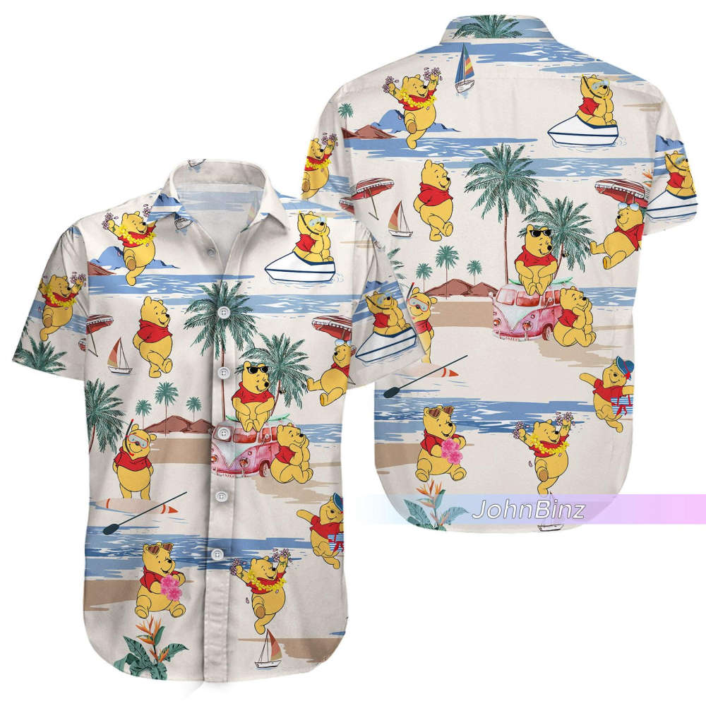 Disney Pooh Hawaiian Button Down Shirt: Unisex S-5XL Sizes Perfect Pooh Gifts for Men