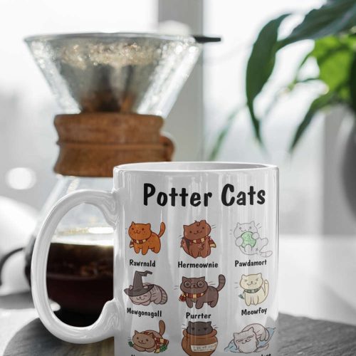 Potter Cats Mug, Pet, Animal Lover, A Purrfect Gift For Cat Lover, Cat Lover, Cat Mom Gift, Cat Owner 11 oz Ceramic Mug Gift