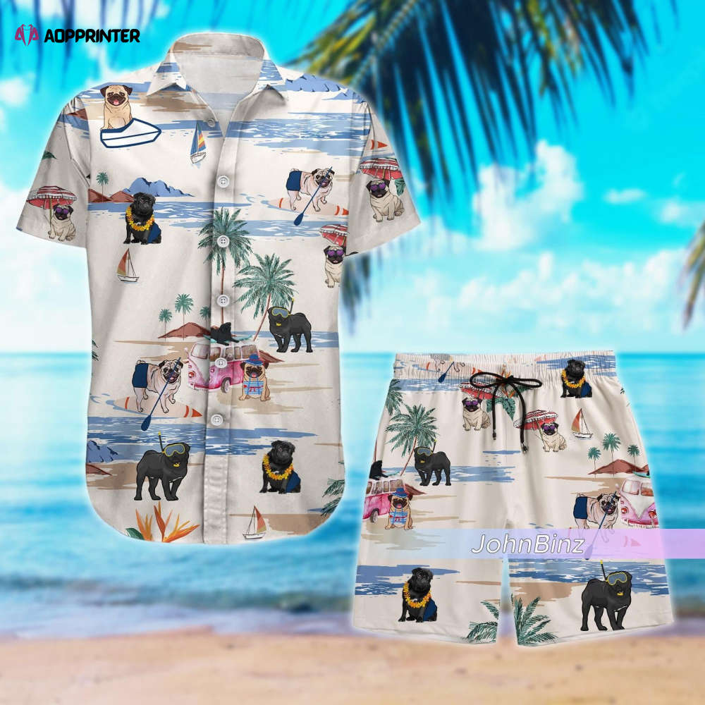 Pug Hawaiian Beach Shirt: Unisex Pug Lover Gifts Summer Button Shirt for Men Aloha Style – S-5XL