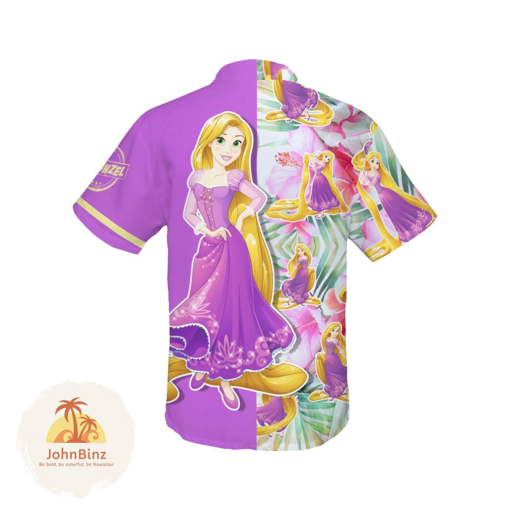 Rapunzel Button Shirt – Tangled Hawaiian Women s Disney Princess Button Up