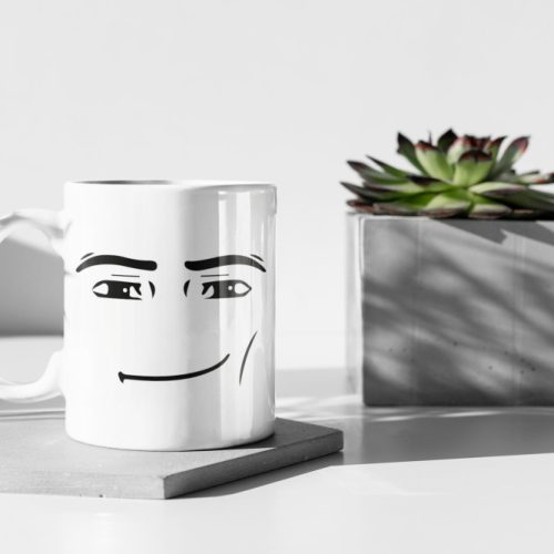 Roblox Man Face Mug, Roblox Man Face, Gaming Mug, Gamer Gift, Roblox Gift, Winning Smile 11 oz Double Sided Ceramic Mug Gift