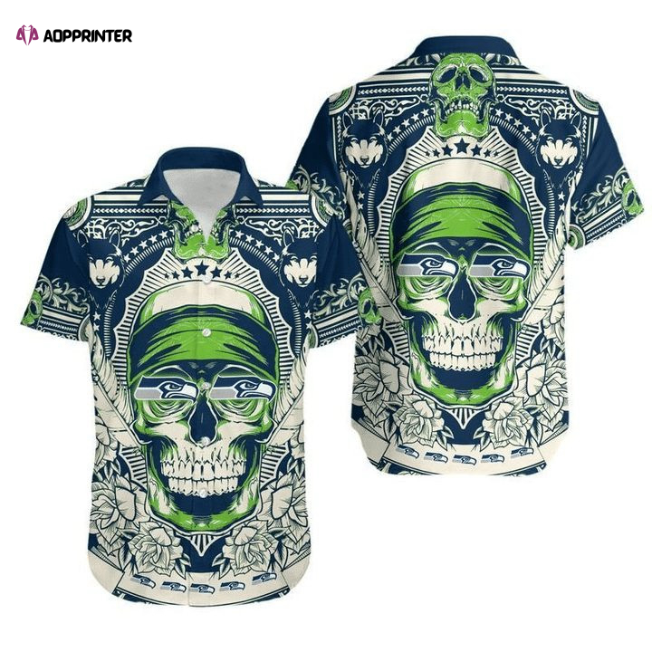 Seattle Seahawks Green Skull Hawaiian Shirt V2
