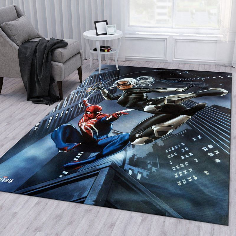 Spiderman Black Cat Rug Living Room Floor Decor Fan Gifts