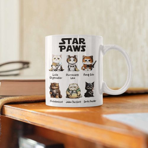 Star Paws Mug Star Wars Mug A Purrfect Gift for Star Wars Fans Cat and Animal Lover 11 oz Double Sided Ceramic Mug