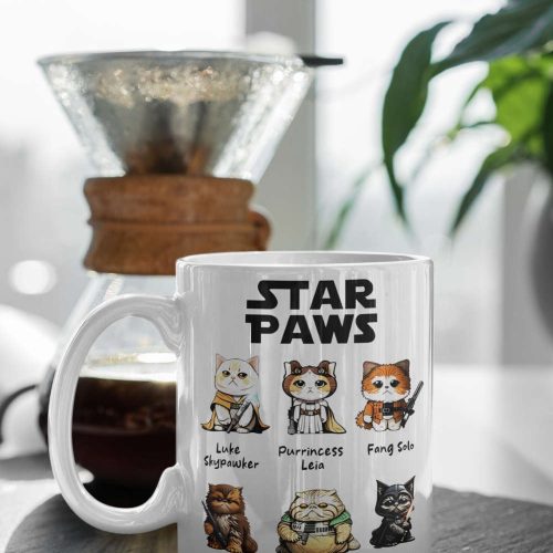 Star Paws Mug Star Wars Mug A Purrfect Gift for Star Wars Fans Cat and Animal Lover 11 oz Double Sided Ceramic Mug