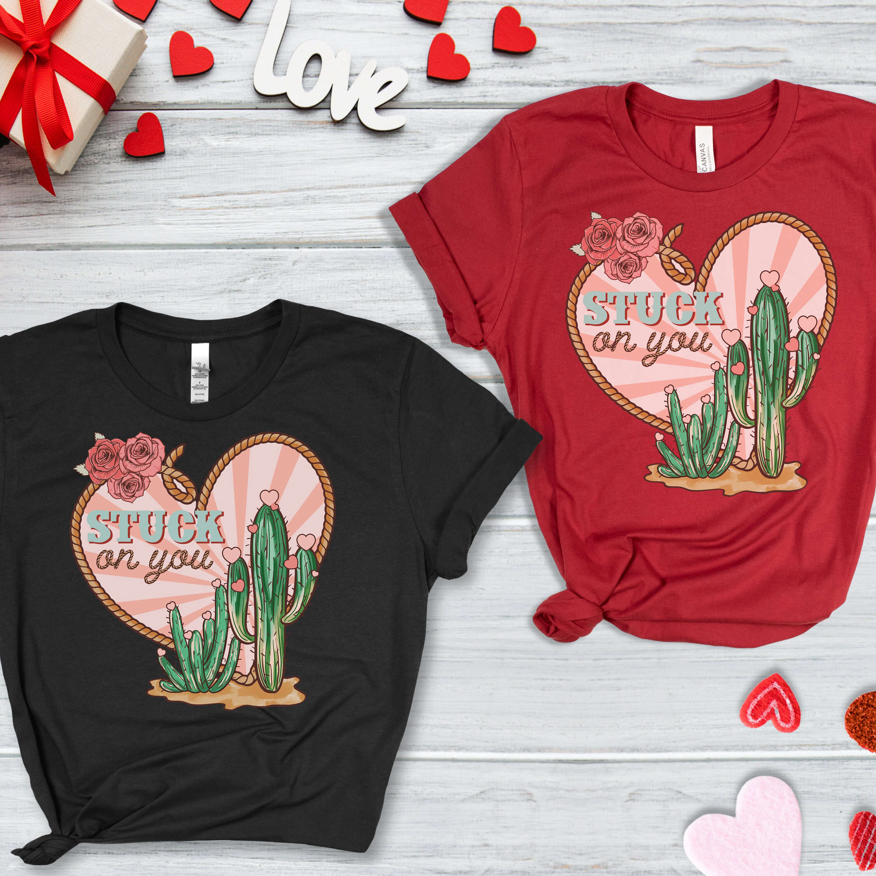 Stuck On You Retro Shirt – Valentine s Day Gift for Women Western Heart Tee