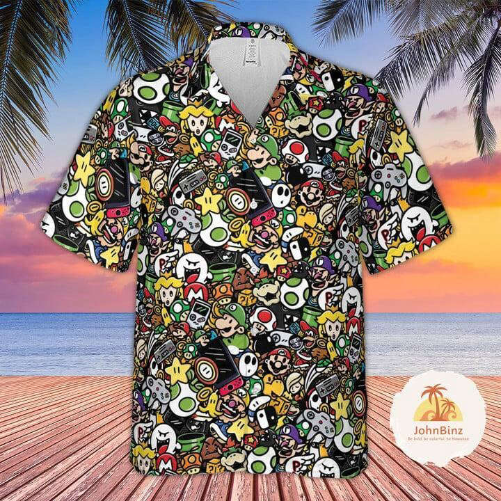 Super Mario Hawaiian Shirt: Mario & Friends Character Button Up Princess Peach – Perfect Mario Gift!