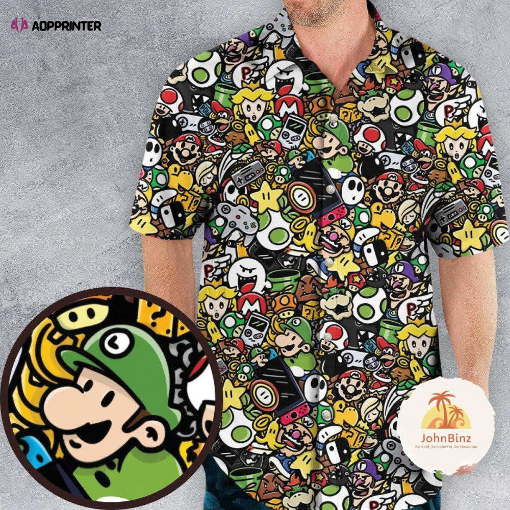 Super Mario Hawaiian Shirt: Mario & Friends Character Button Up Princess Peach – Perfect Mario Gift!