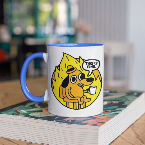 This Is Fine Dog In The Fire Funny Dog Meme This Is Fine Mug Funny Gift  11 oz Ceramic Mug Gift