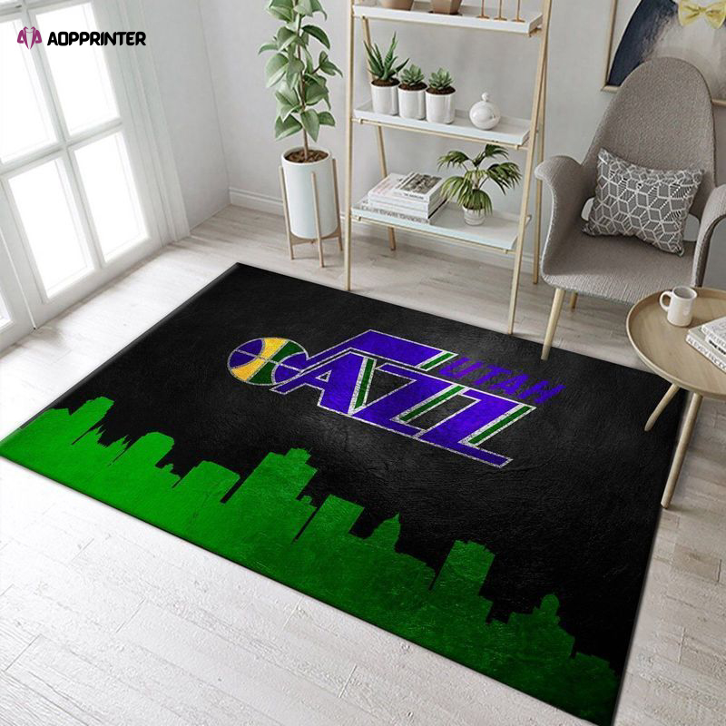 Utah Jazz Skyline Rug Living Room Floor Decor Fan Gifts