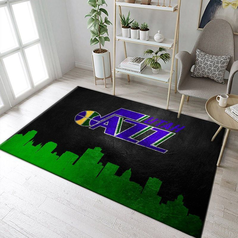 Utah Jazz Skyline Rug Living Room Floor Decor Fan Gifts