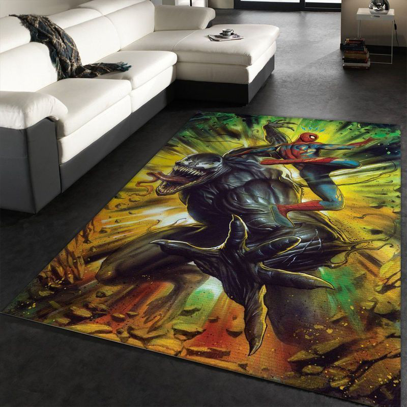 Venom And Spider Man Marvel Rug Living Room Floor Decor Fan Gifts