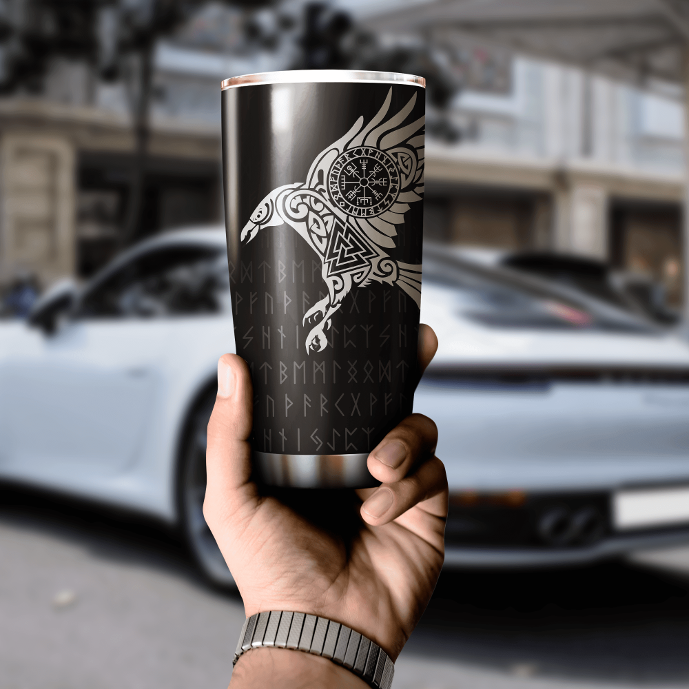 Vikings – The Raven Of Odin Stainless Steel Tumbler