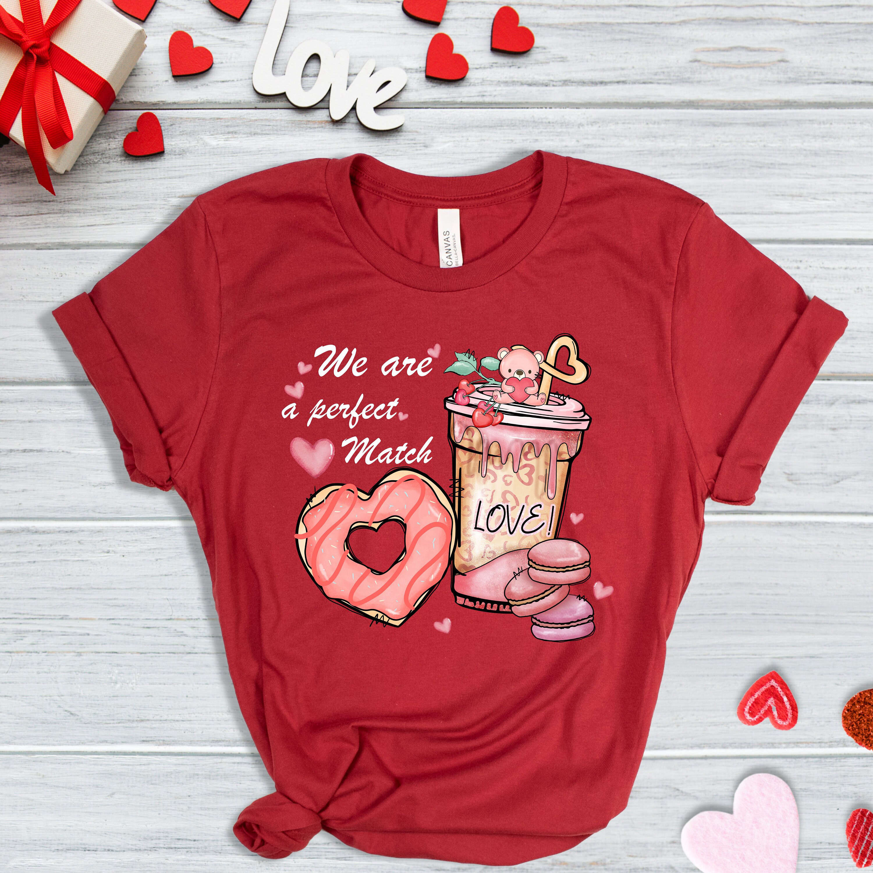 Love Coffee Cups Valentine Shirt – Perfect Match for Coffee Lovers